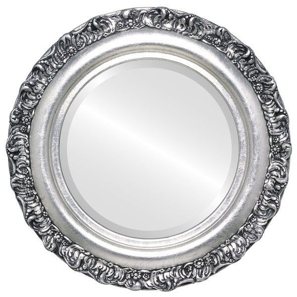 Venice Framed Round Mirror In Silver Leaf With Black Antique – Silver Within Silver Leaf Round Wall Mirrors (View 2 of 15)