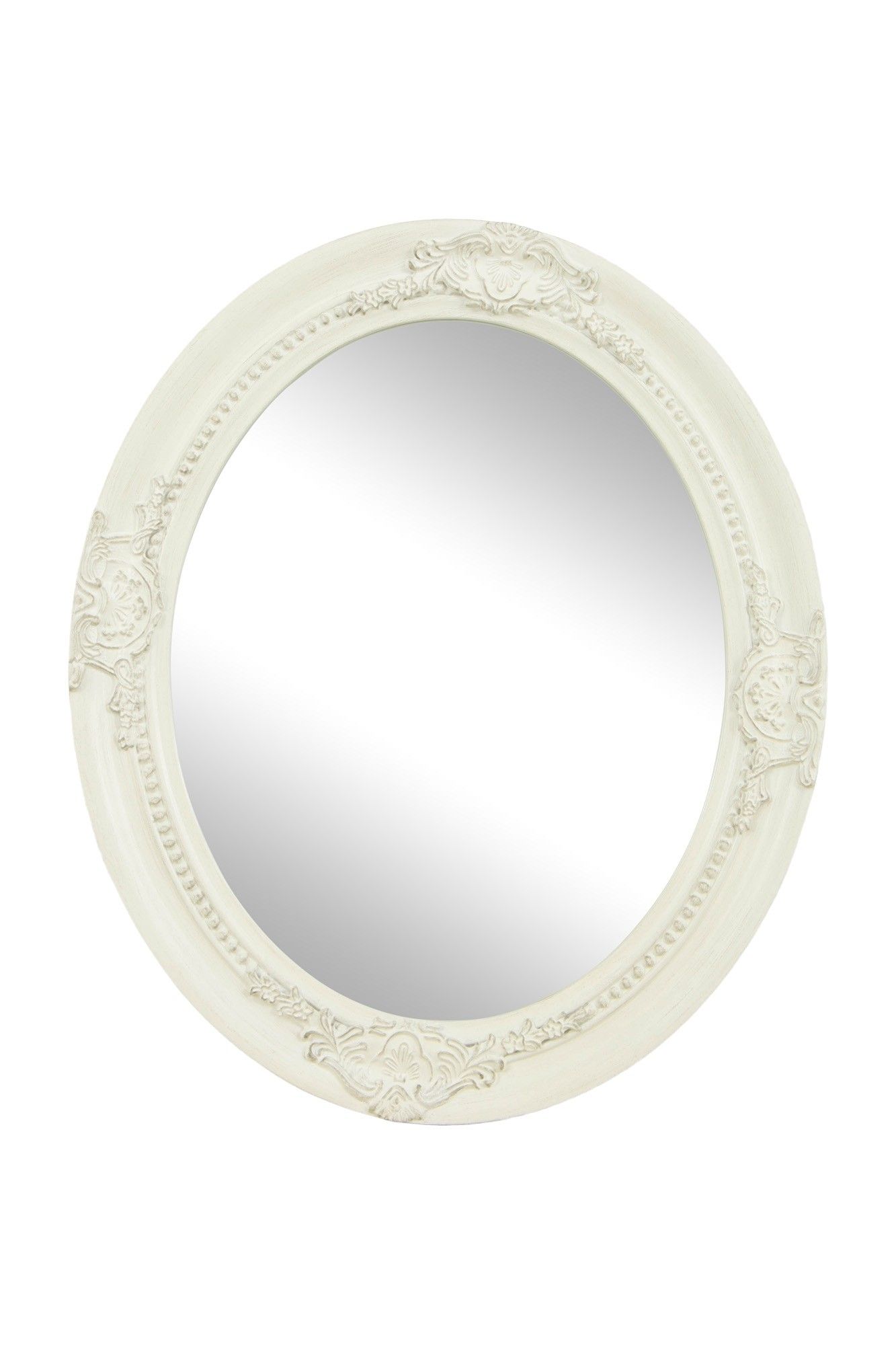 Veral Oval Hanging Mirror Antique White 63Cmx52Cm | Furniture & Home Intended For Ceiling Hung Oval Mirrors (View 13 of 15)