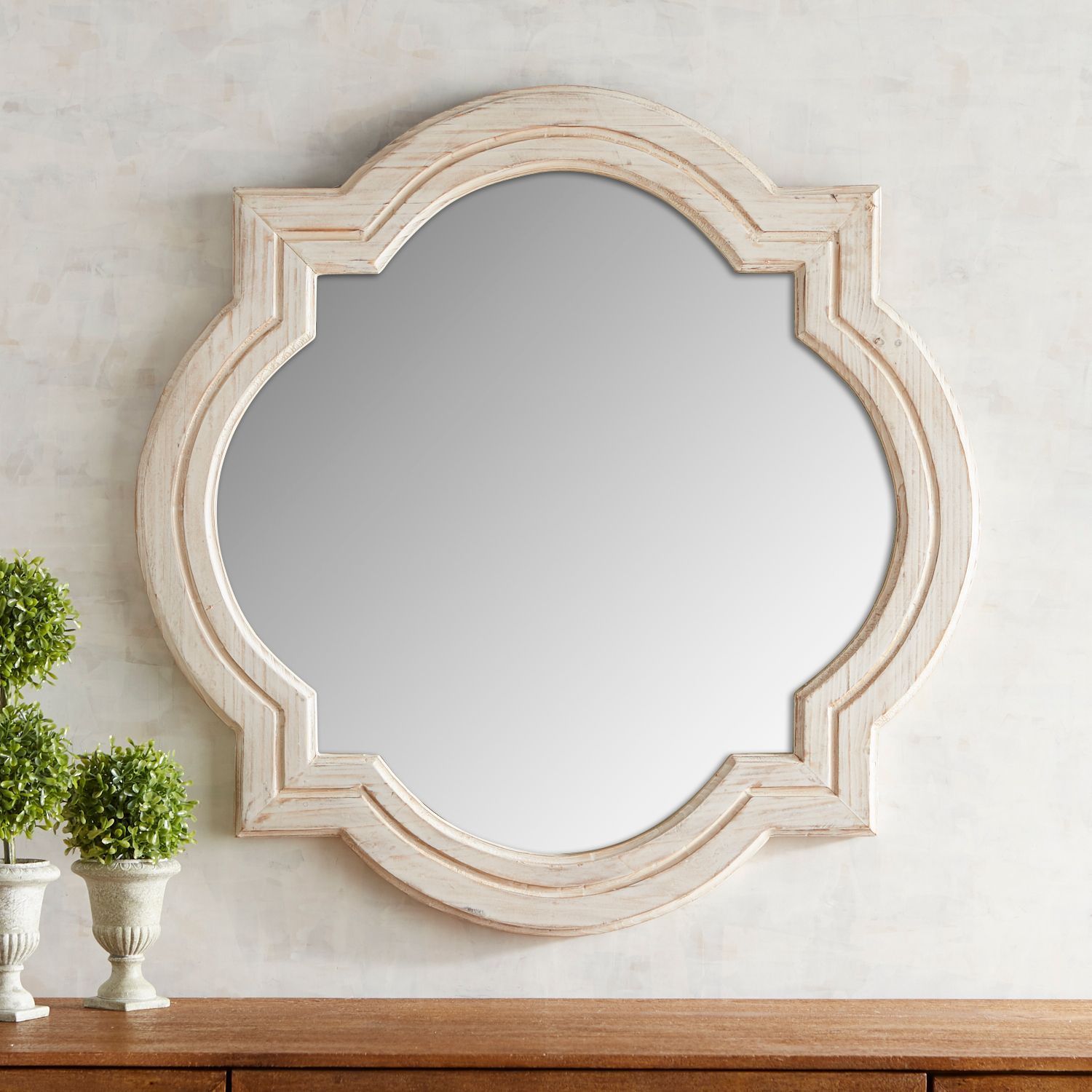 [View 26+] Whitewash Quatrefoil Wood Wall Mirror Intended For Quatrefoil Wall Mirrors (View 1 of 15)