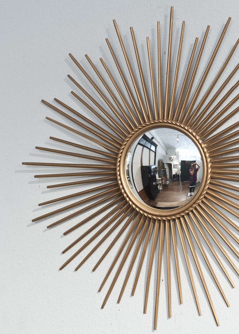 Vintage Brass Convex Sunburst Mirror At 1Stdibs Pertaining To Brass Sunburst Wall Mirrors (View 7 of 15)