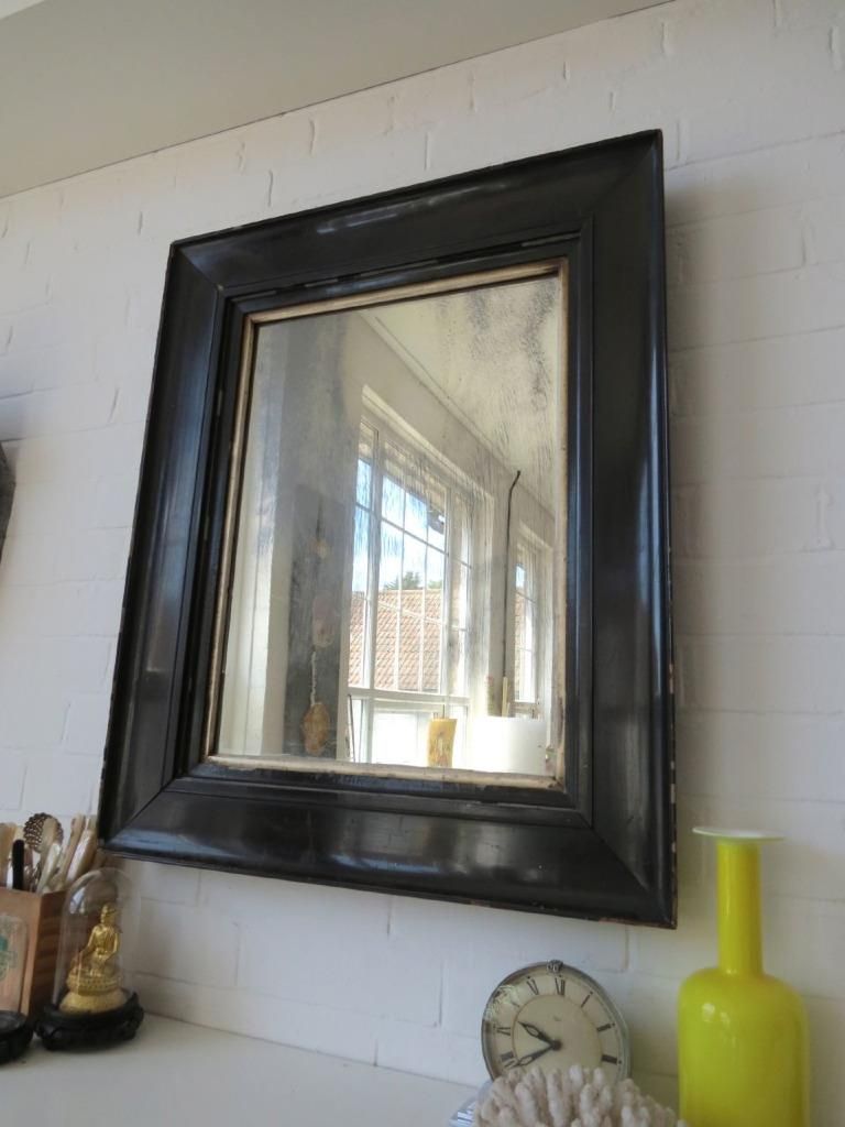 Vintage Extra Large Victorian Bevelled Edge Wall Mirror With Black Within Black Wood Wall Mirrors (View 3 of 15)