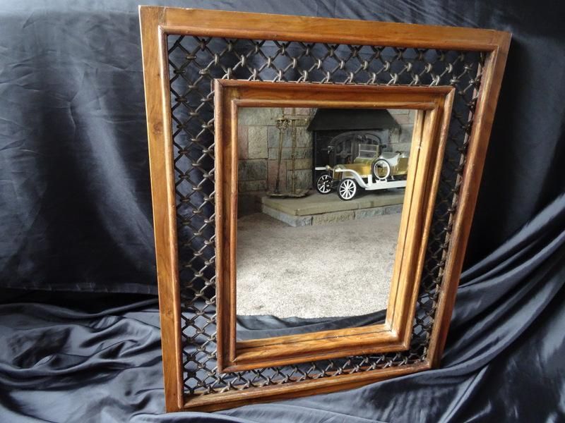 Vintage French Industrial Rustic Primitive Metal Rectangle Mirror Intended For Rustic Industrial Black Frame Wall Mirrors (View 13 of 15)