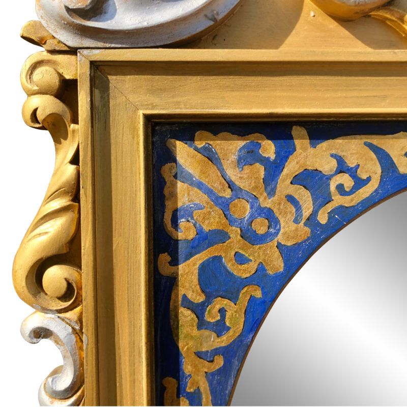 Vintage French Rococo Victorian Royal Blue & Gold Painted Wall Mirror With Royal Blue Wall Mirrors (View 4 of 15)