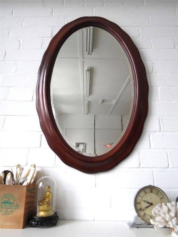 Vintage Large Oval Bevelled Edge Wall Mirror Withuulipolli With Regard To Edged Wall Mirrors (View 12 of 15)