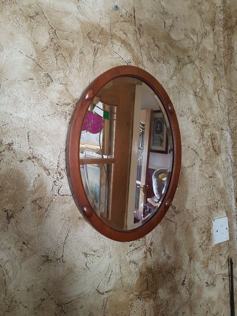Vintage Mahogany Framed Oval Bevelled Edge Mirror | In Motherwell With Dark Mahogany Wall Mirrors (Photo 7 of 15)