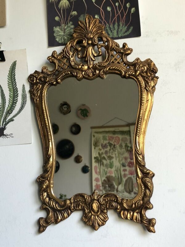 Vintage Ornate Italian/French Rocco Style Gold Gilt Metal Framed Wall Throughout French Brass Wall Mirrors (View 4 of 15)