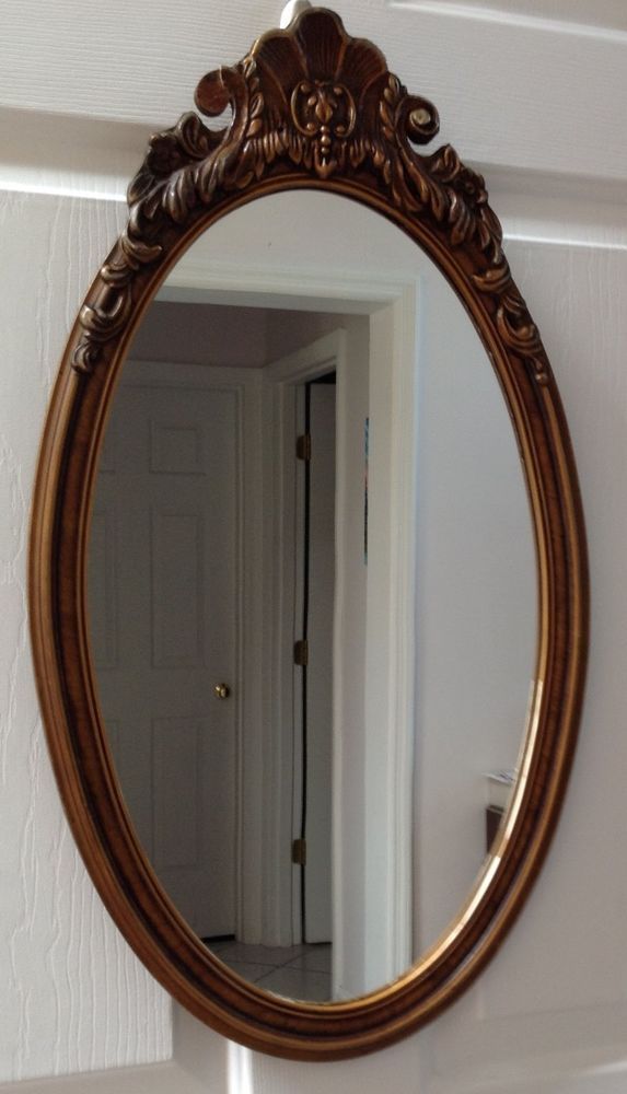 Vintage Oval Mirror – Wood Frame | Wood Framed Mirror, Oval Mirror, Mirror Regarding Nickel Framed Oval Wall Mirrors (View 2 of 15)