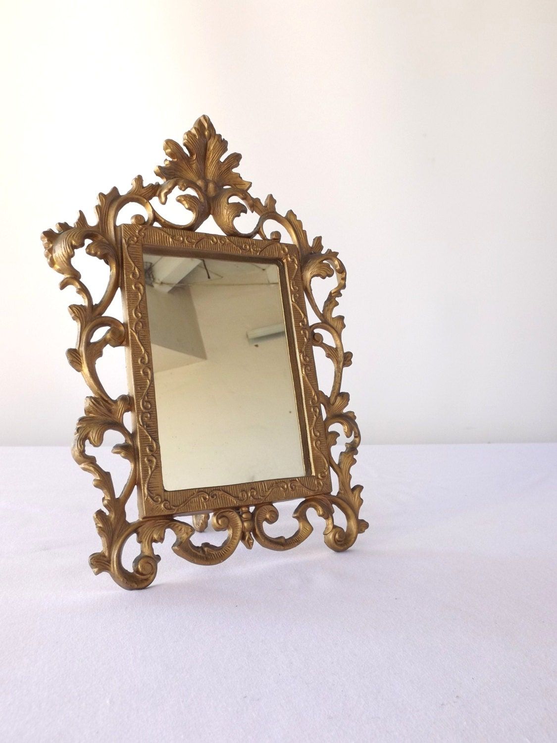 Vintage Photo Frame/ Mirror/ Iron Art/ Heavy Metal Photo Inside Brass Iron Framed Wall Mirrors (View 9 of 15)