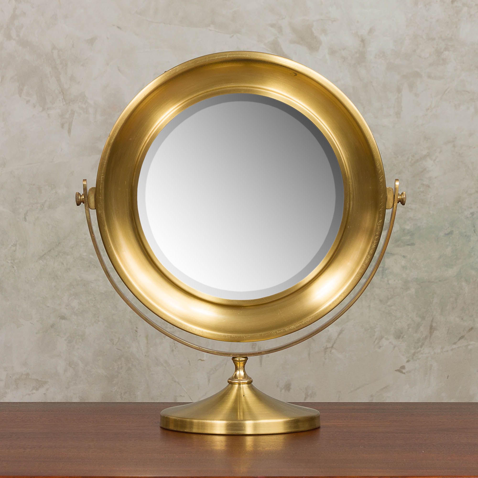Vintage Vanity Mirror In Brass Italy 70S – Design Market Inside Antique Brass Standing Mirrors (View 1 of 15)