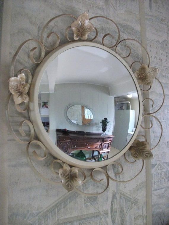 Vintage Wrought Iron Mirror With Antique Iron Round Wall Mirrors (View 13 of 15)