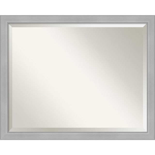 Vista Brushed Nickel Bathroom Vanity Wall Mirror – Transitional Within Single Sided Polished Nickel Wall Mirrors (View 13 of 15)
