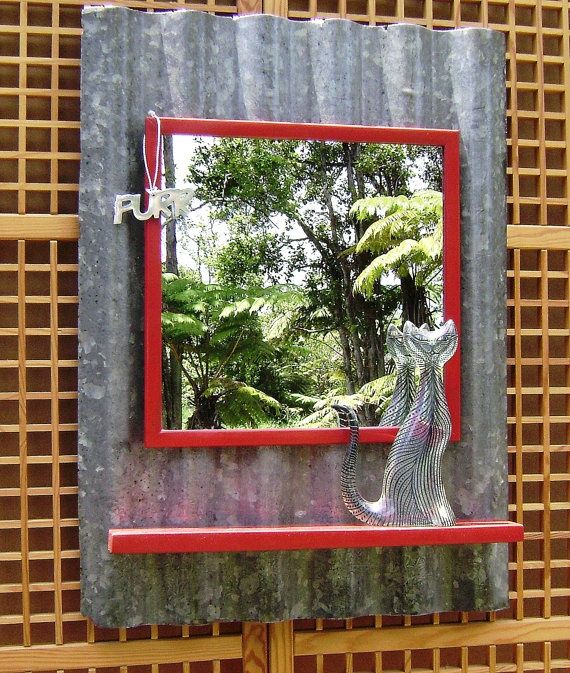Wall Mirror With Shelf In Red And Silverupcountrydesign, $ (View 8 of 15)