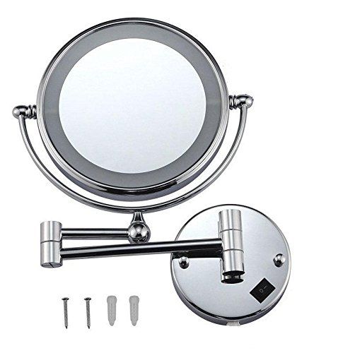 Wall Mount Makeup Vanity Mirror With Led Light, Polished Chrome Finish Pertaining To Single Sided Chrome Makeup Stand Mirrors (View 11 of 15)