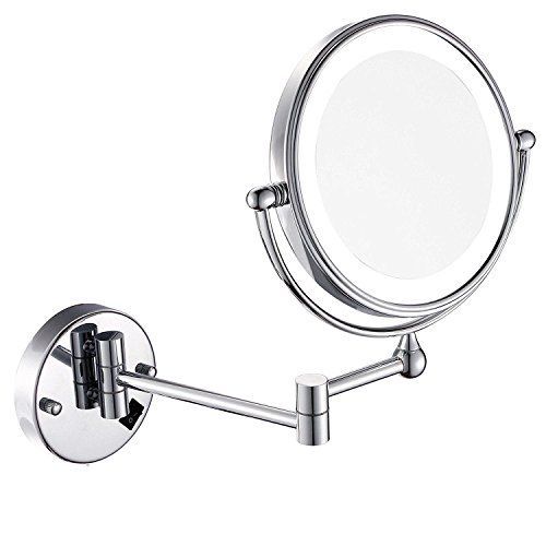 Wall Mount Makeup Vanity Mirror With Led Light, Polished Chrome Finish Throughout Single Sided Polished Nickel Wall Mirrors (View 6 of 15)