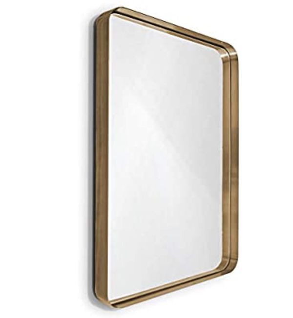 Wallcharmers Gold Mirror, 22X30" Brushed Brass Hangs Horizontal Or Intended For Brushed Gold Wall Mirrors (View 15 of 15)