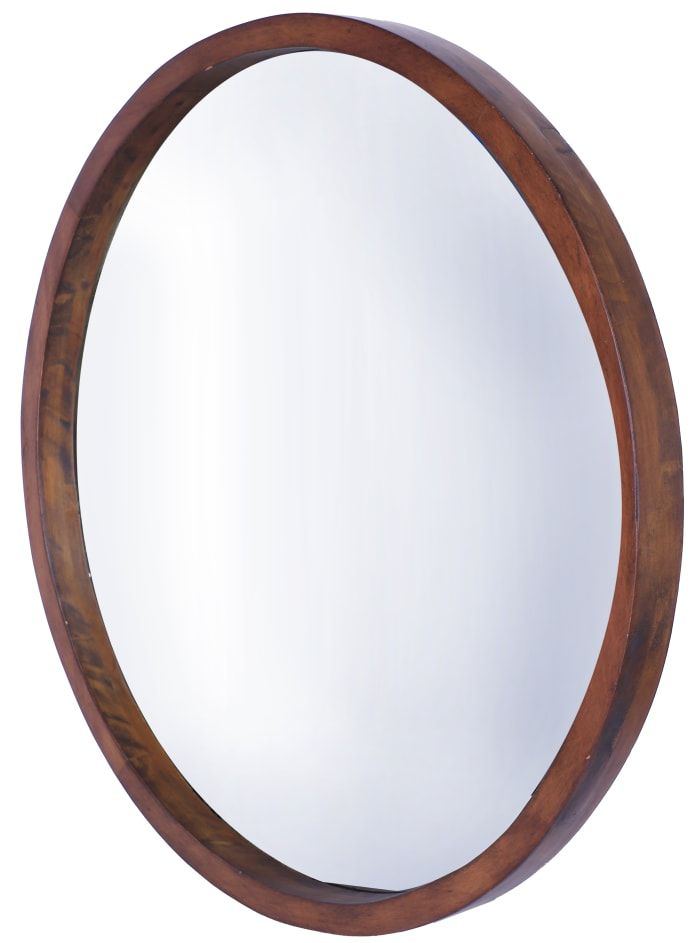 Walnut Brown Wooden Round Wall Mirror — Pier 1 Intended For Walnut Wall Mirrors (View 15 of 15)