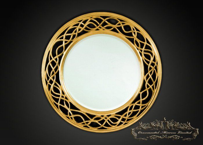 Waves And Circle Gold Round Mirror From Ornamental Mirrors Limited With Regard To Gold Rounded Edge Mirrors (View 11 of 15)