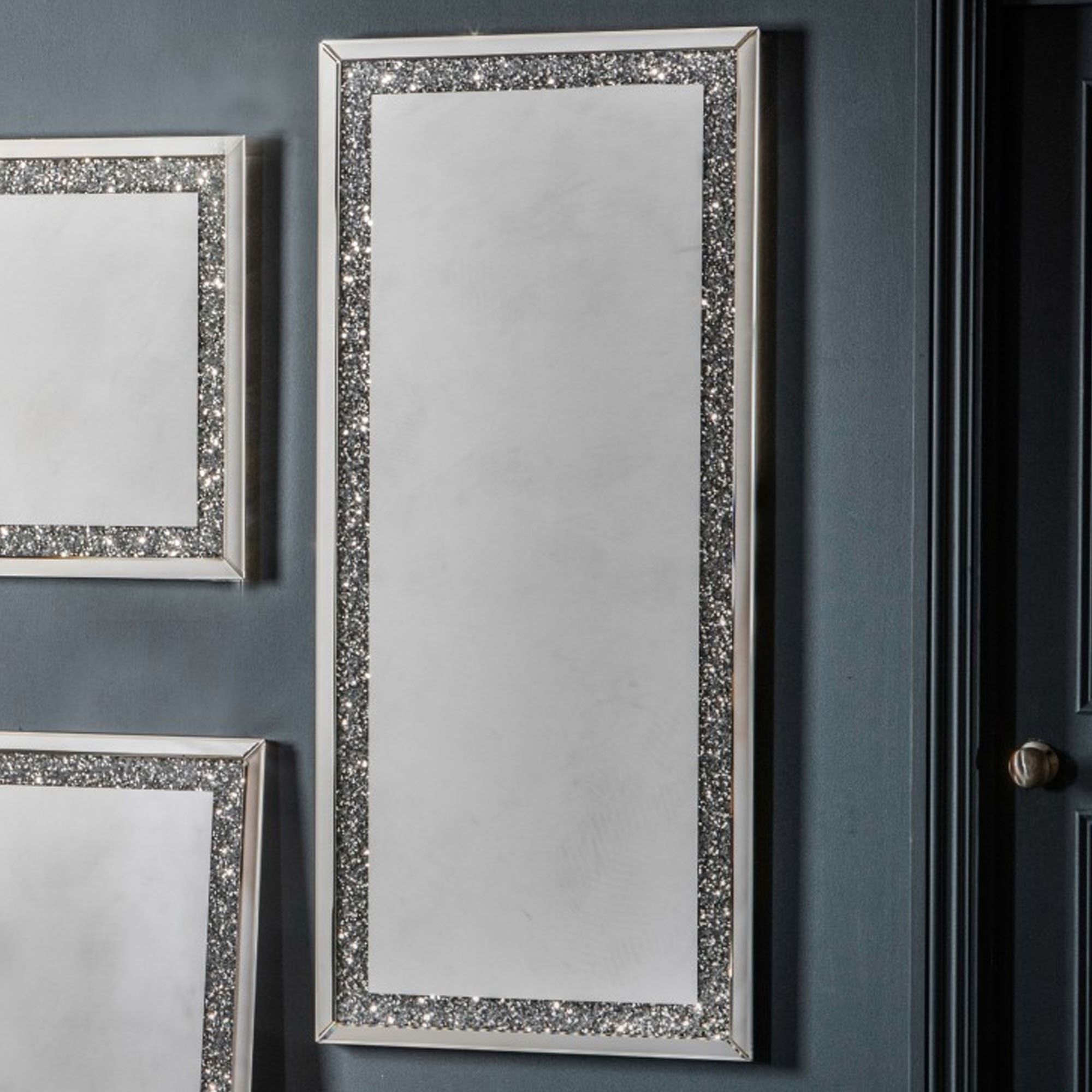 Westmoore Silver Mirror | Diamond Mirror | Crushed Glass Mirror With Regard To Silver Metal Cut Edge Wall Mirrors (View 6 of 15)