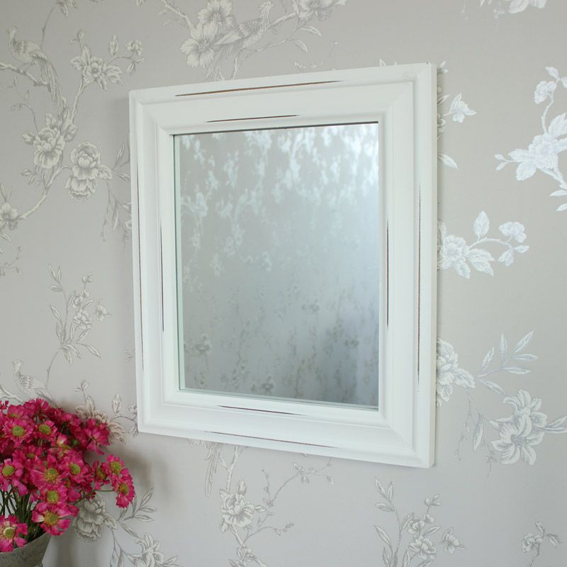 White Distressed Wall Mirror – Melody Maison® Regarding White Wall Mirrors (Photo 5 of 15)