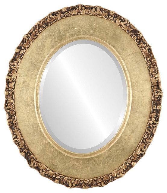 Williamsburg Framed Oval Mirror In Gold Leaf – Traditional – Wall With Gold Leaf And Black Wall Mirrors (View 7 of 15)