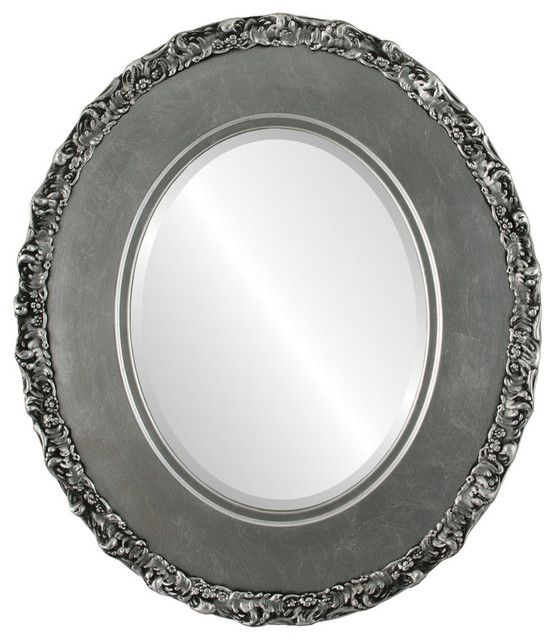 Williamsburg Framed Oval Mirror In Silver Leaf With Black Antique Regarding Antique Silver Oval Wall Mirrors (View 3 of 15)