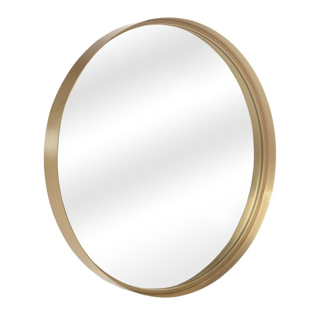 Winado 24" Metal Framed Round Wall Mirror Gold – Walmart – Walmart Inside Gold Black Rounded Edge Wall Mirrors (View 8 of 15)