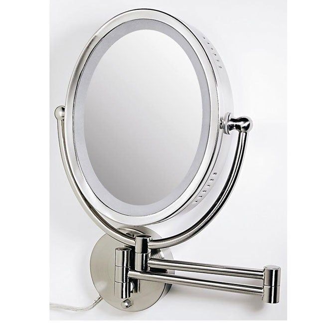 Zadro Ovlw68 Oval Two Sided 8X/1X Lighted Wall Mount Makeup Mirror Pertaining To Single Sided Polished Wall Mirrors (View 12 of 15)