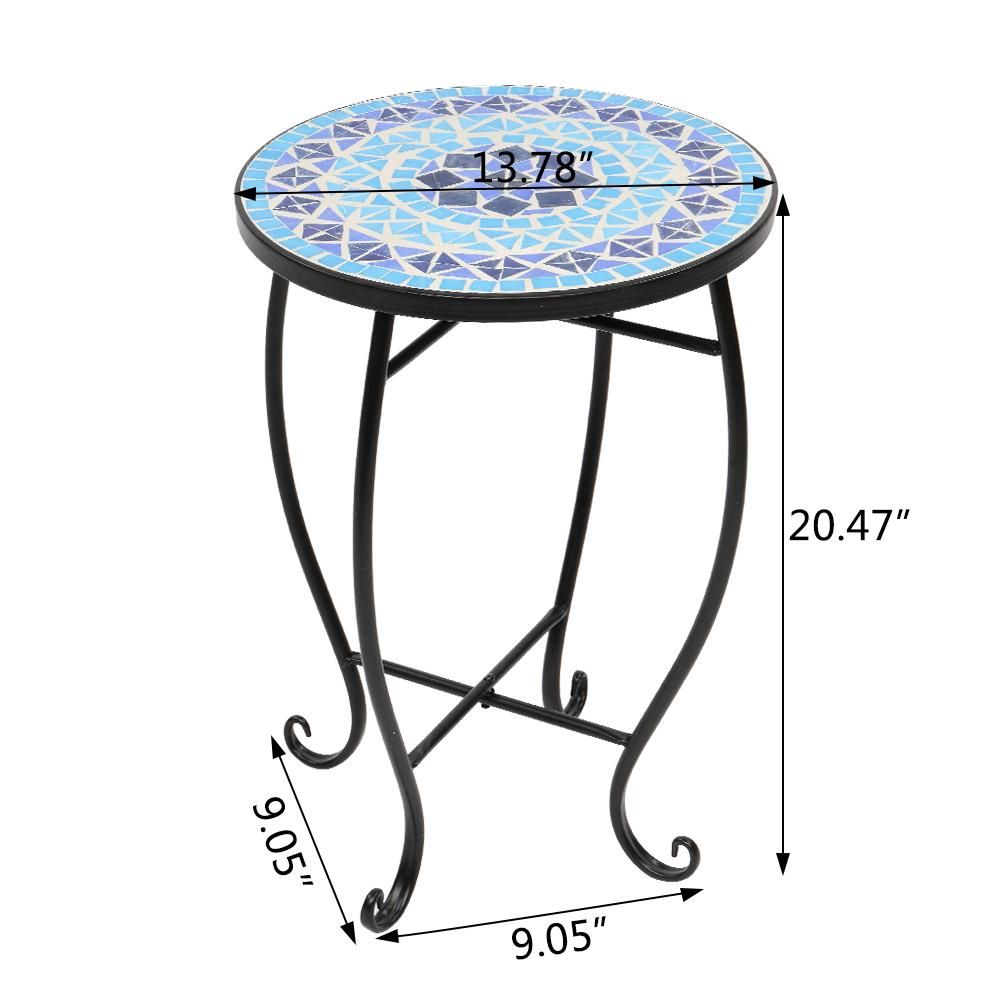 2020 Waco Teal Island Designs Mother Of Pearl Mosaic Black Iron Outdoor With Mosaic Black Outdoor Accent Tables (View 5 of 15)