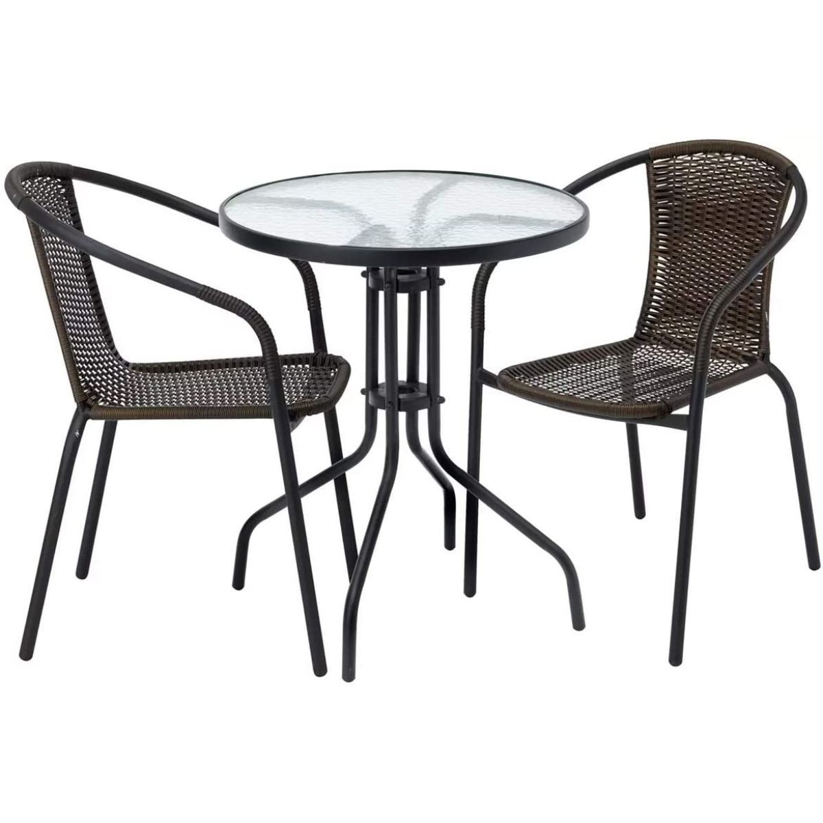 3 Piece Rattan Garden Patio Furniture Conservatory Glass Table & 2 Inside 3 Piece Outdoor Table And Chair Sets (View 12 of 15)