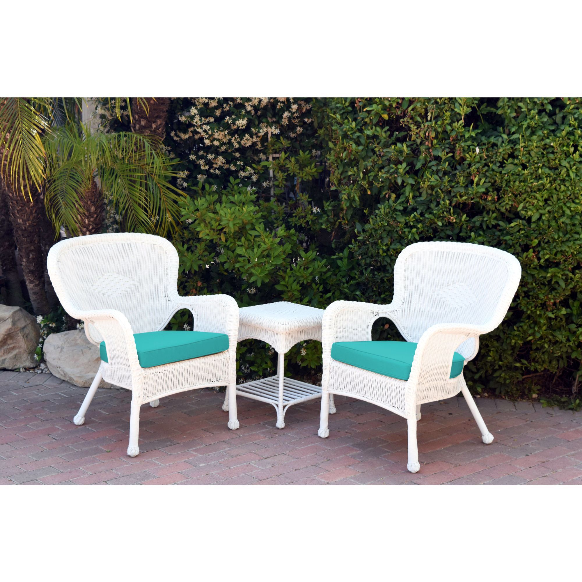 3 Piece White Resin Wicker Outdoor Furniture Patio Conversation Set Throughout Green Rattan Outdoor Rocking Chair Sets (View 13 of 15)