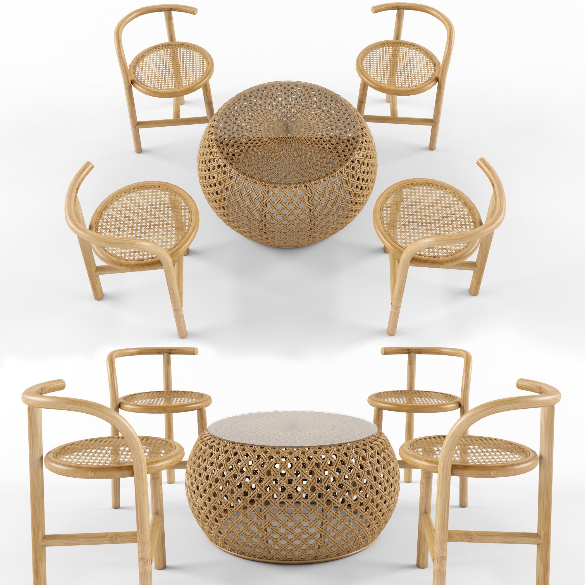 3D Outdoor Natural Rattan Furniture Set | Cgtrader Throughout Natural Woven Modern Outdoor Chairs Sets (View 4 of 15)