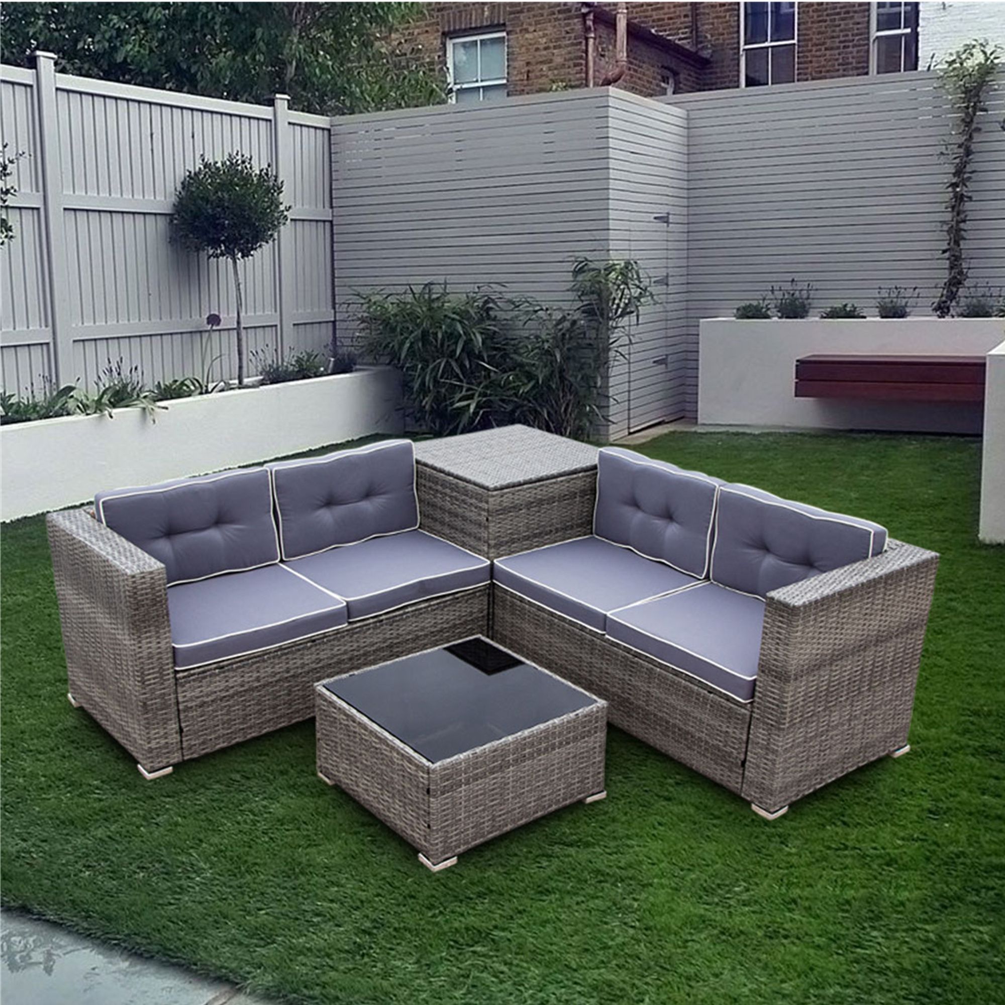 4 Piece Rattan Patio Furniture Sets Clearance, Wicker Bistro Patio Set Throughout Outdoor Seating Sectional Patio Sets (View 1 of 15)