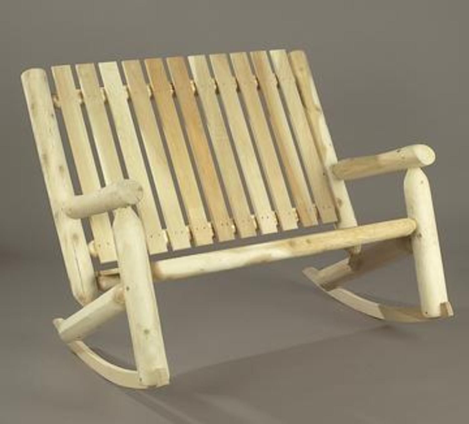 46" Natural Cedar Log Style Outdoor Wooden Double High Back Rocking Within Natural Wood Outdoor Chairs (View 6 of 15)