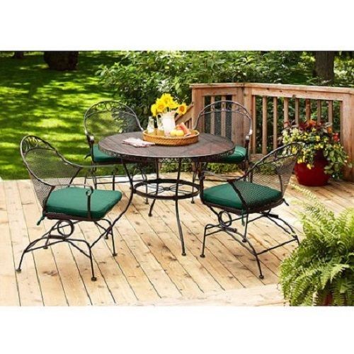 5 Piece Patio Dining Set Outdoor Garden Furniture Table 4 Chairs Green Within Green 5 Piece Outdoor Dining Sets (View 14 of 15)