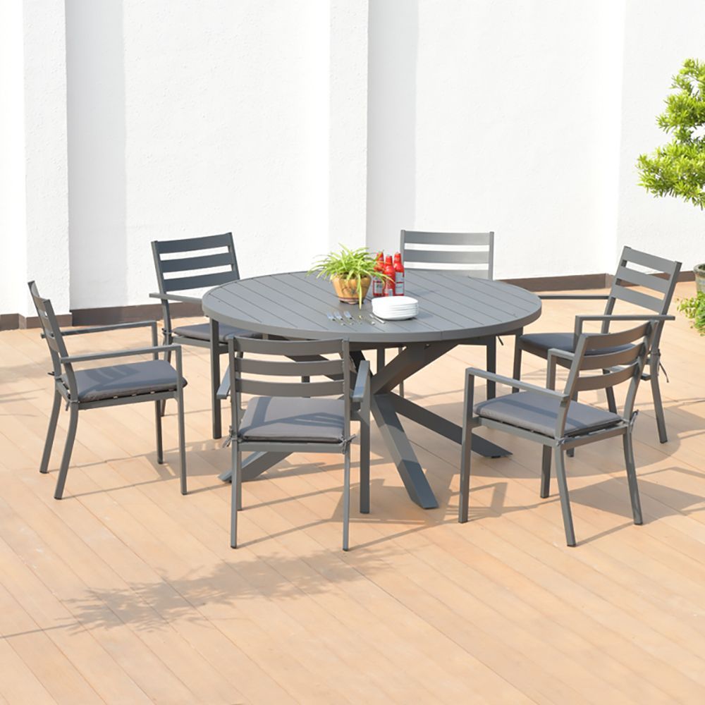 5 Pieces Aluminum Outdoor Dining Set With Extendable Table Regarding Extendable Patio Dining Set (View 4 of 15)