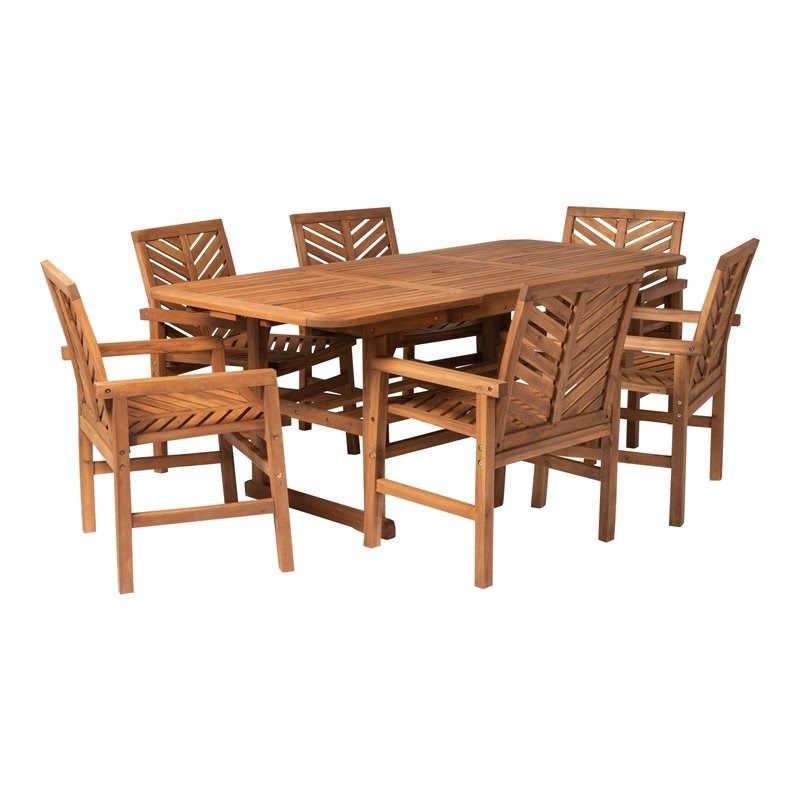 7 Piece Extendable Outdoor Patio Dining Set – Brown – Ow7Txvinbr With Regard To 7 Piece Extendable Dining Sets (View 15 of 15)