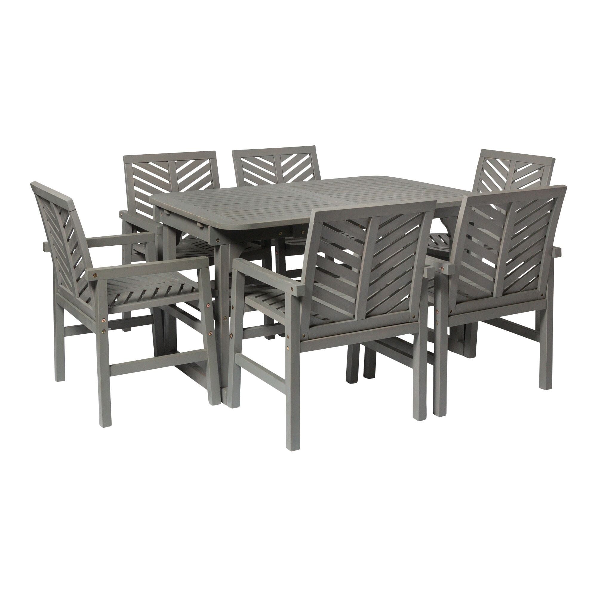 7 Piece Extendable Outdoor Patio Dining Set – Grey Washwalker Edison Intended For Gray Wicker Extendable Patio Dining Sets (View 15 of 15)