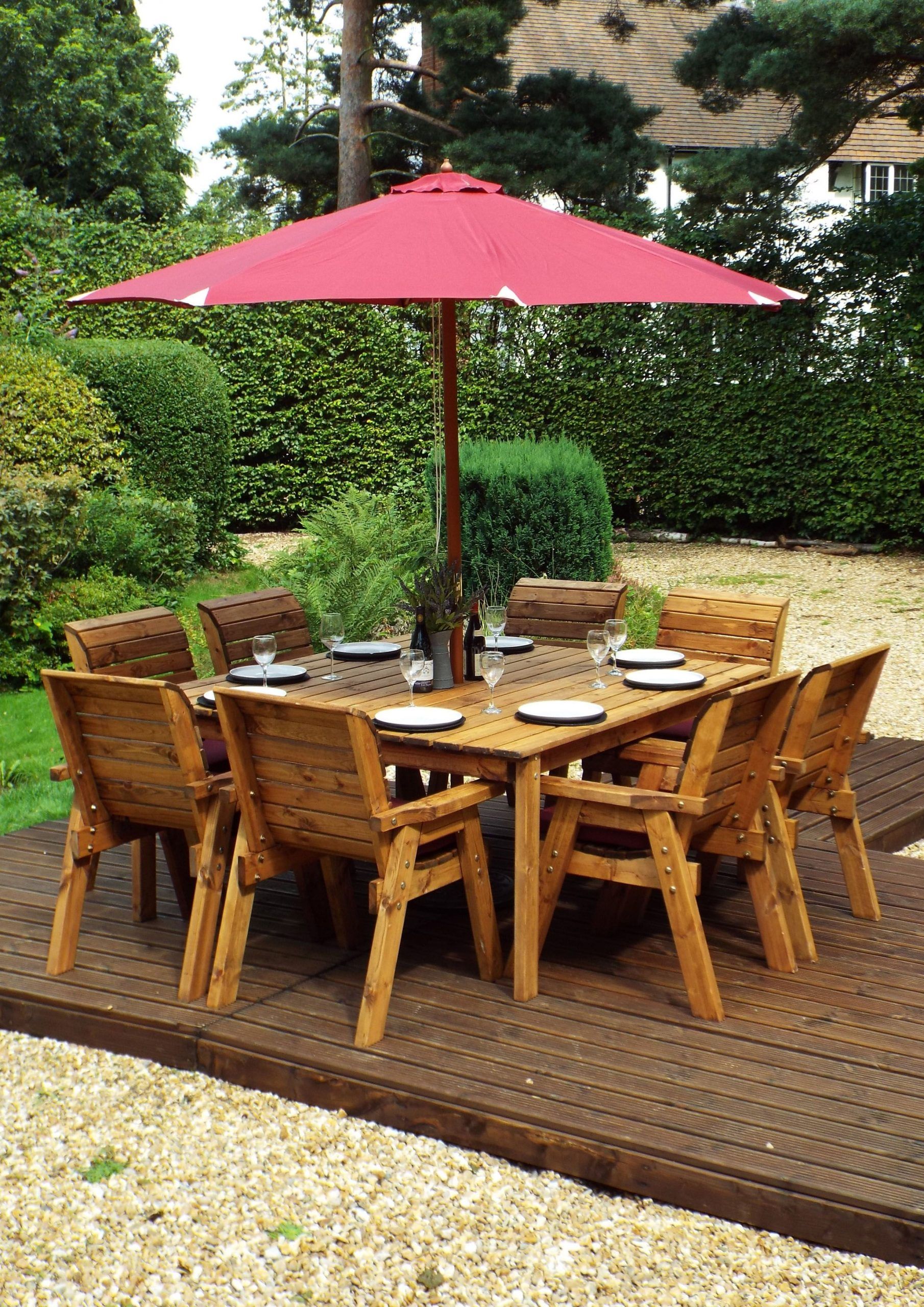 8 Seater Deluxe Square Table Set All Chairs (Charles Taylor) – Timber In Deluxe Square Patio Dining Sets (View 13 of 15)