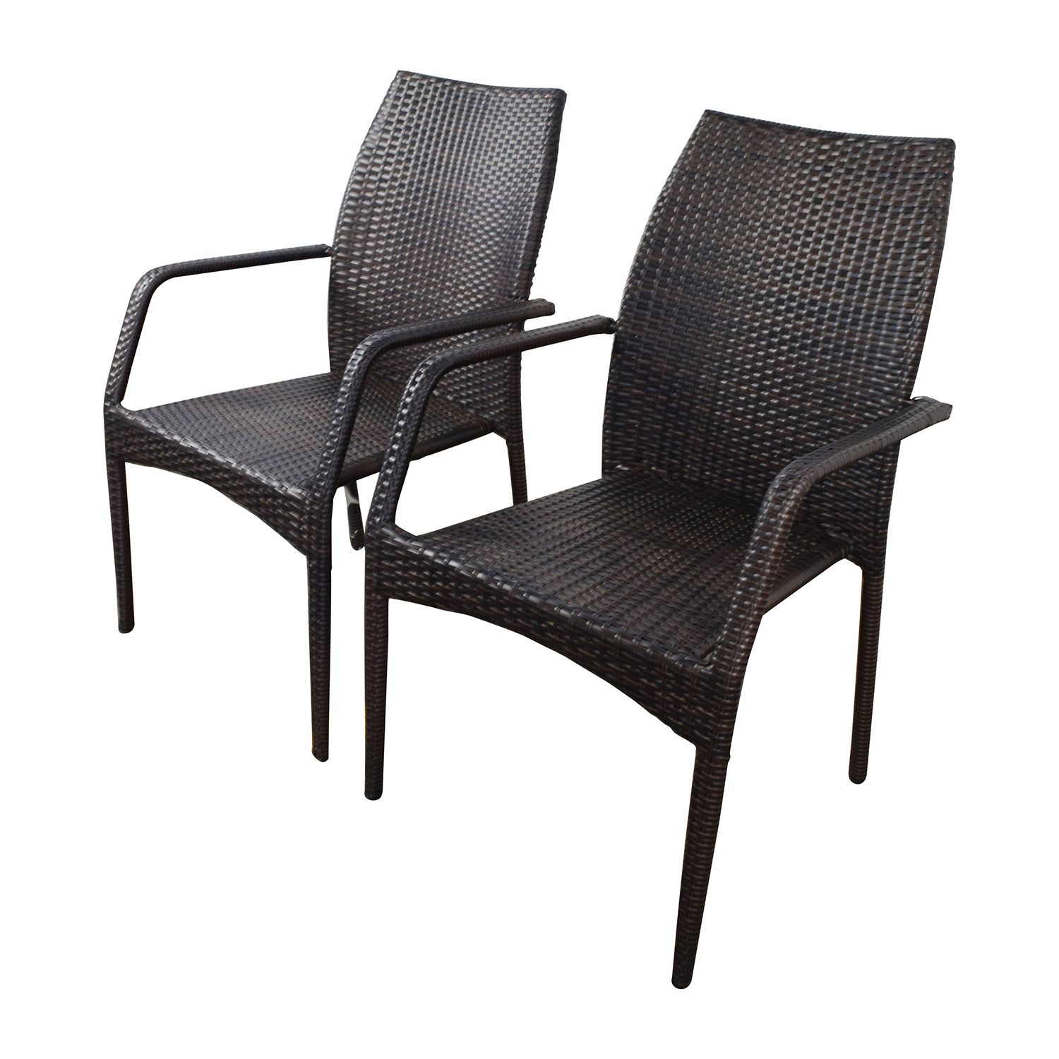 85% Off – Dark Brown Wicker Outdoor Dining Chairs / Chairs With Regard To Dark Brown Wood Outdoor Chairs (View 5 of 15)