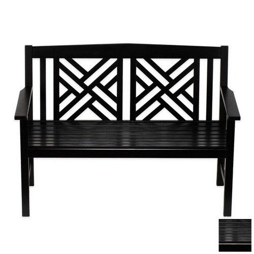 Achla Designs Fretwork 20 In W X 48 In L Black Lacquer Eucalyptus Patio Inside Black Eucalyptus Outdoor Patio Seating Sets (View 4 of 15)
