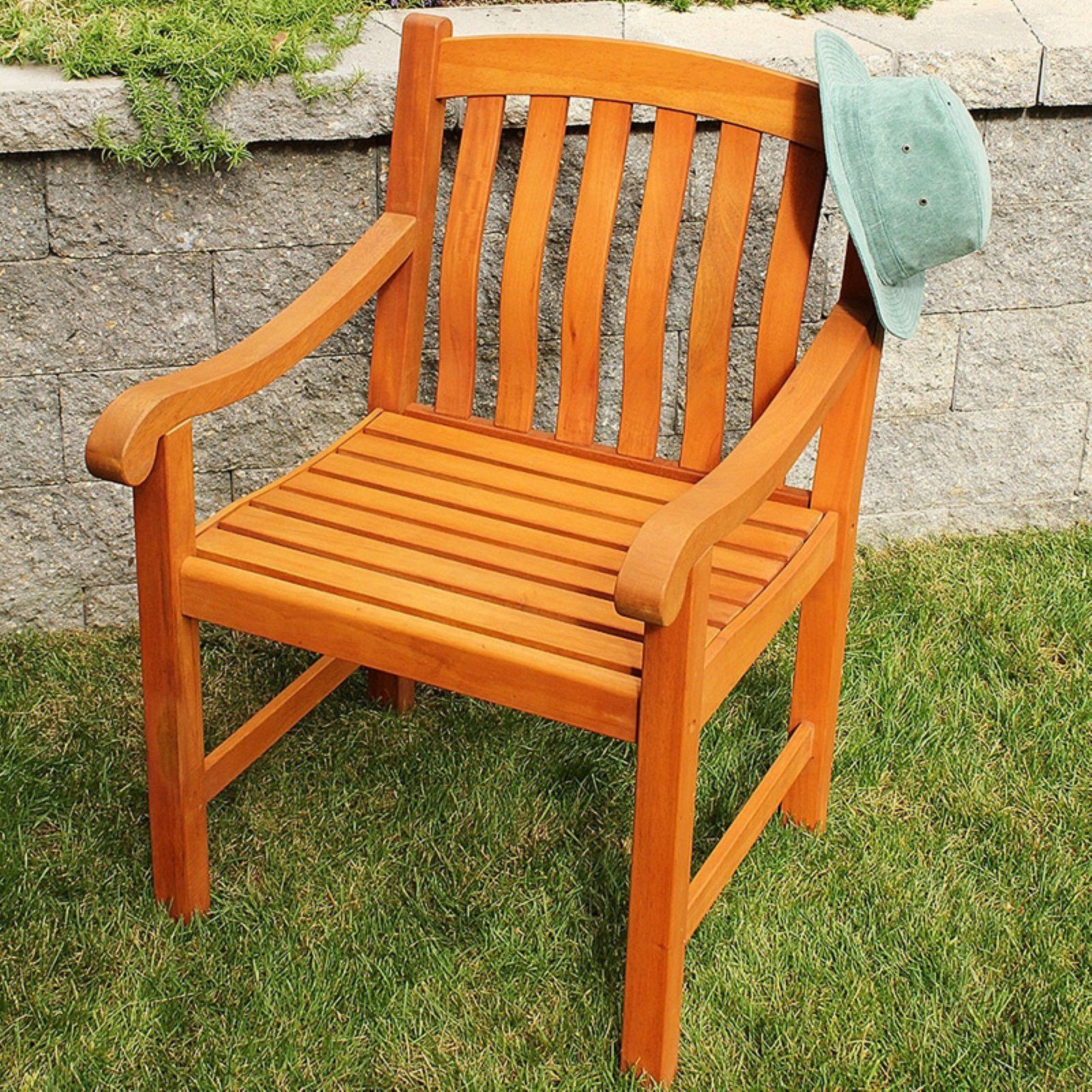 Achla Eucalyptus Wood Patio Dining Arm Chair – Walmart – Walmart Regarding Natural Wood Outdoor Chairs (View 4 of 15)