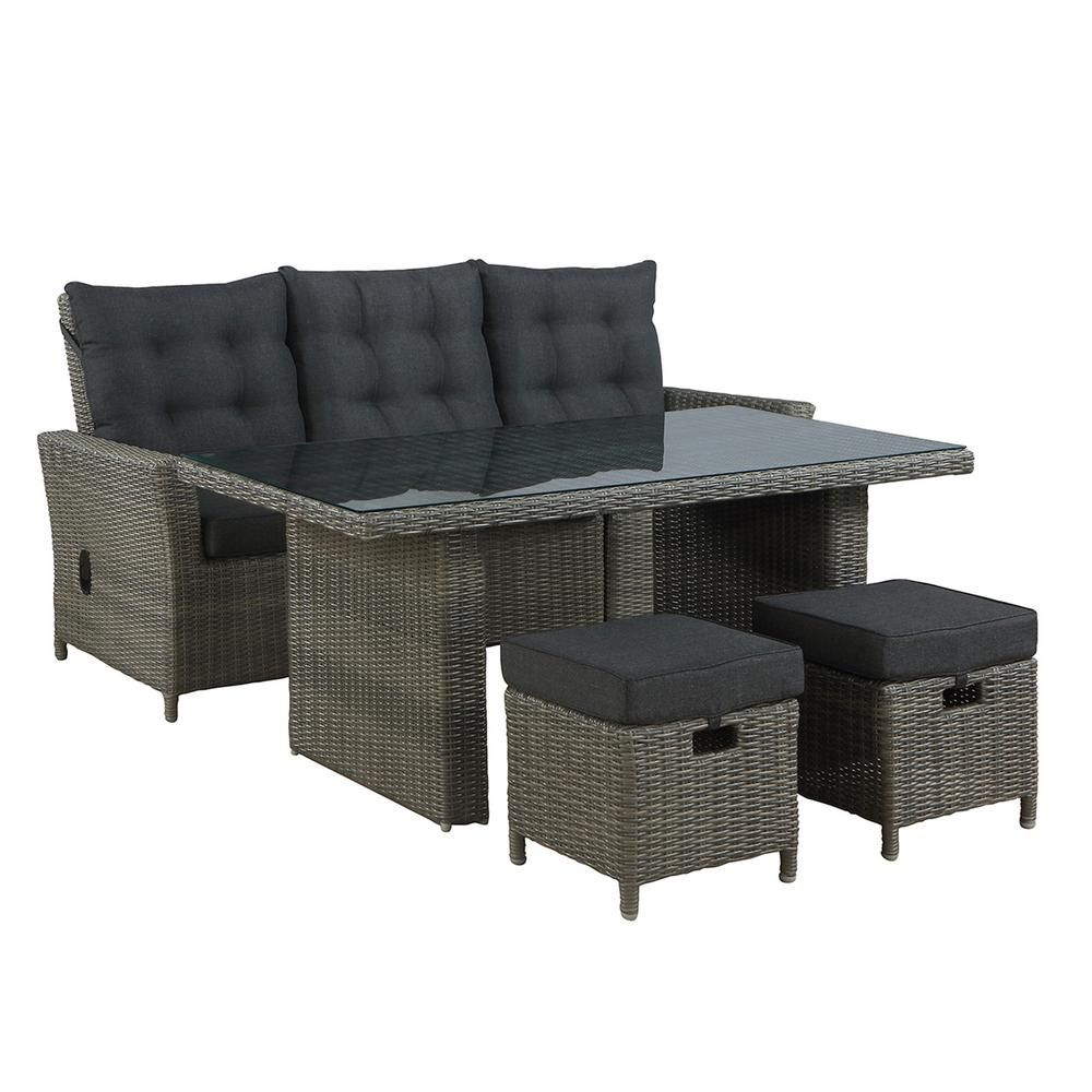Alaterre Furniture Asti 4 Piece All Weather Wicker Outdoor Patio Regarding 4 Piece 3 Seat Outdoor Patio Sets (View 5 of 15)
