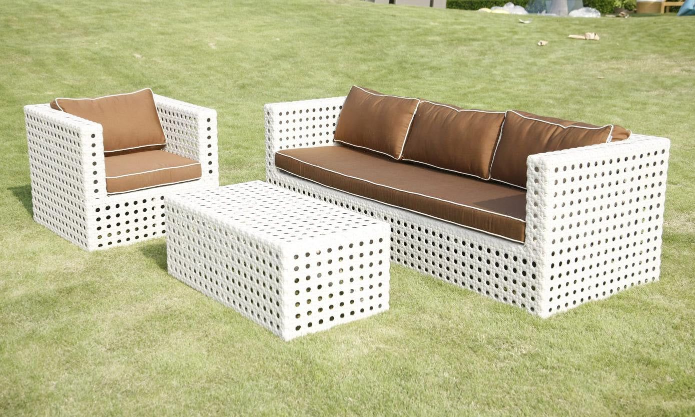 All Weather White 3 Piece Wicker Patio Furniture Set – Free Shipping With Regard To Black Weave Outdoor Modern Dining Chairs Sets (View 4 of 15)