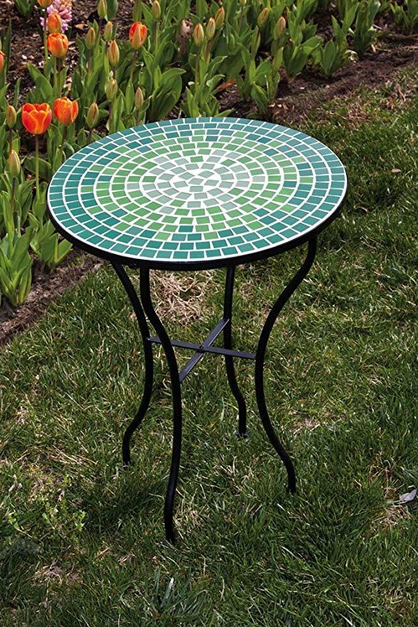 Amazon – Evergreen Enterprises 2Gm392 Mosaic Side Table – Dark And Intended For Blue Mosaic Black Iron Outdoor Accent Tables (View 11 of 15)