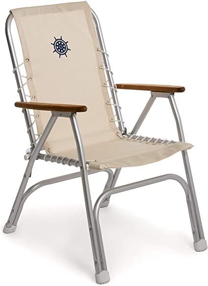 Amazon : Forma Marine High Back Deck Chair, Boat Chair, Folding In Off White Outdoor Seating Patio Sets (View 9 of 15)