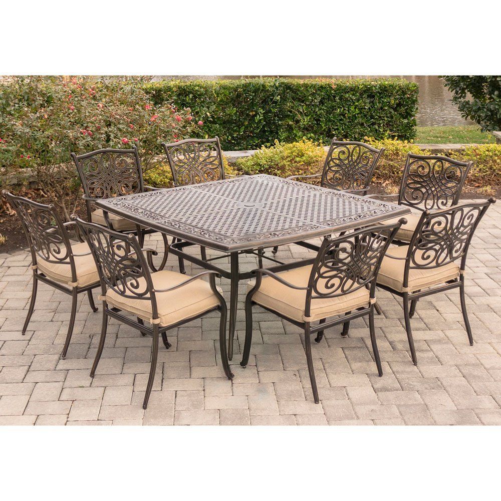 Amazon: Hanover Traditions 9 Piece Square Dining Set With With Regard To Square 9 Piece Outdoor Dining Sets (View 3 of 15)