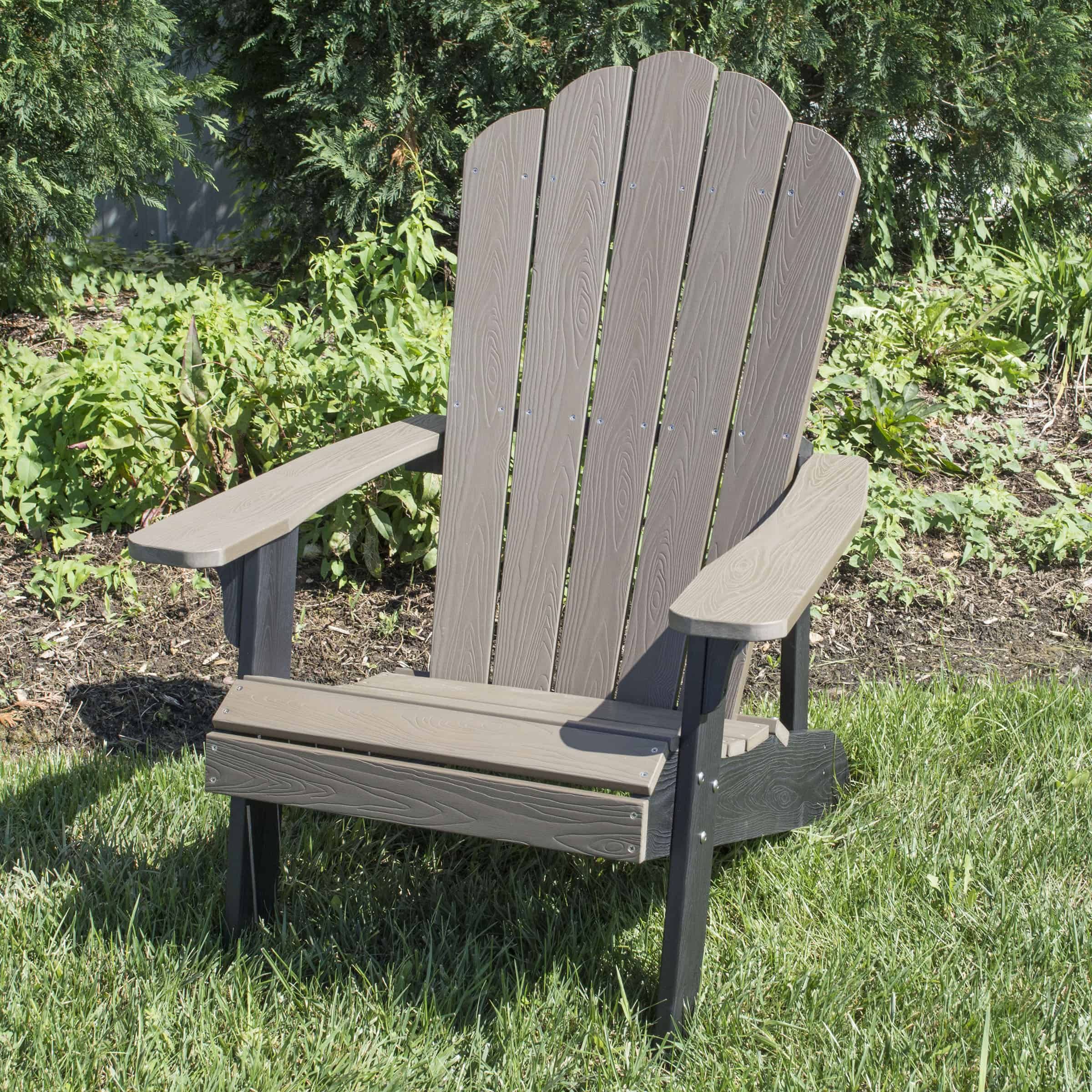 Amerihome Simulated Wood Outdoor Two Tone Adirondack Chair, Driftwood In Wood Outdoor Armchair Sets (View 7 of 15)