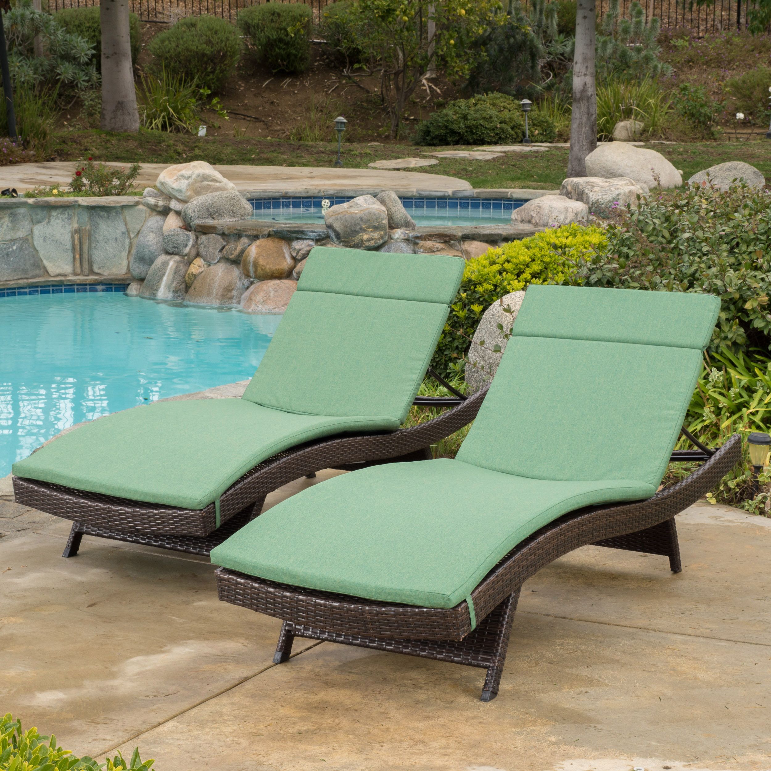 Anthony Outdoor Wicker Adjustable Chaise Lounge With Cushion, Set Of 2 Pertaining To Adjustable Outdoor Lounger Chairs (View 11 of 15)