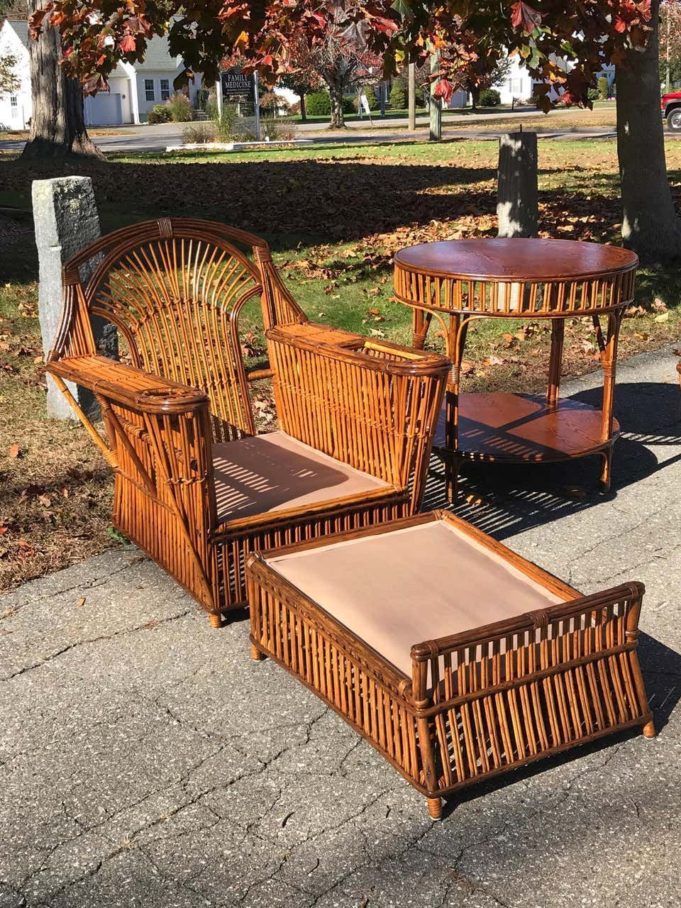 Antique Stick Rattan Set | Outdoor Furniture Sets, Art Deco Sofa Intended For Natural Woven Outdoor Chairs Sets (View 9 of 15)