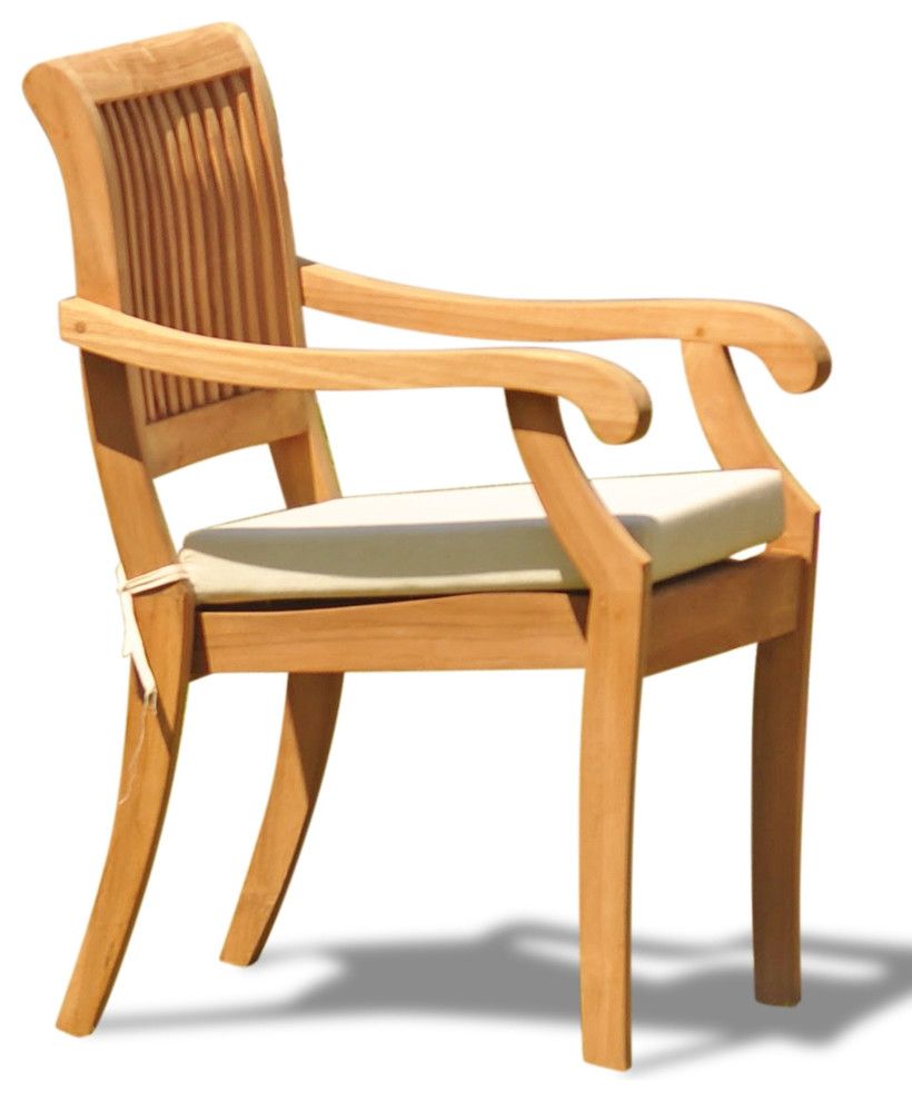 Arbor Stacking Arm Chairs, Teak Outdoor Dining Patio, Set Of 2 Regarding Stacking Outdoor Armchairs Sets (View 1 of 15)